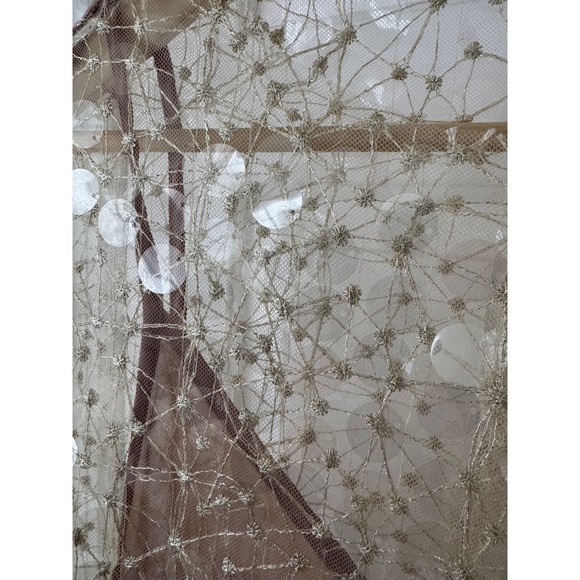 PEAOBLRLD Womens Sheer Sequin Overlay Slip Dress Midi Beige Size L Sleeveless - Picture 9 of 9